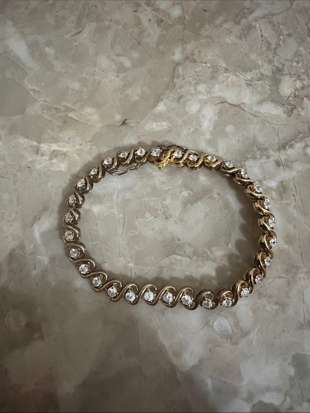 Gold Crystal Tennis Bracelet - Elegant Women's Jewelry